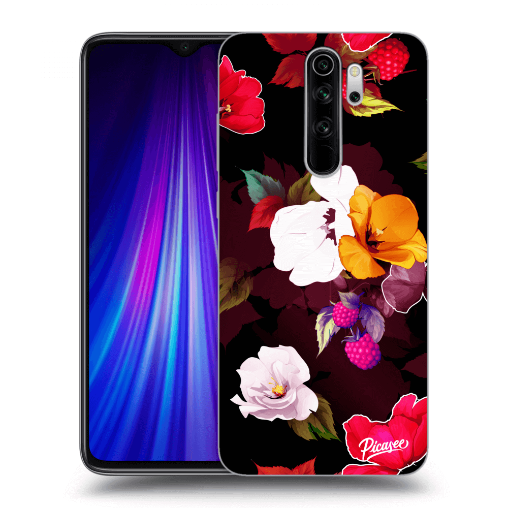 Picasee silikónový čierny obal pre Xiaomi Redmi Note 8 Pro - Flowers and Berries