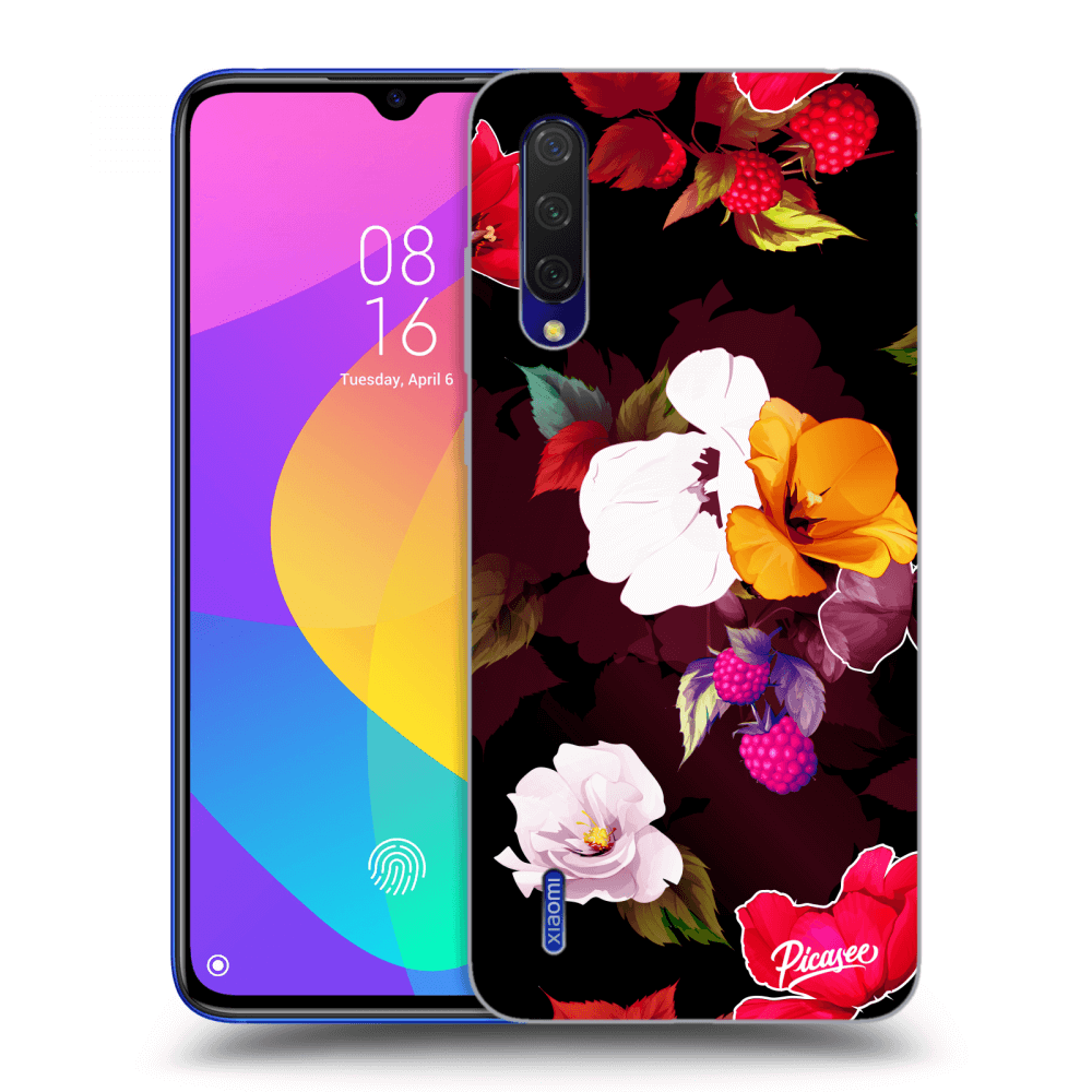 Picasee silikónový čierny obal pre Xiaomi Mi 9 Lite - Flowers and Berries