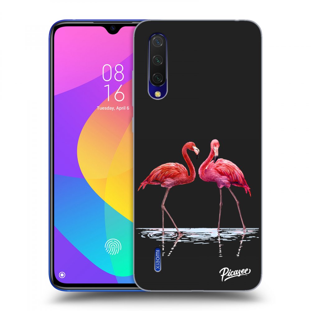 Picasee silikónový čierny obal pre Xiaomi Mi 9 Lite - Flamingos couple