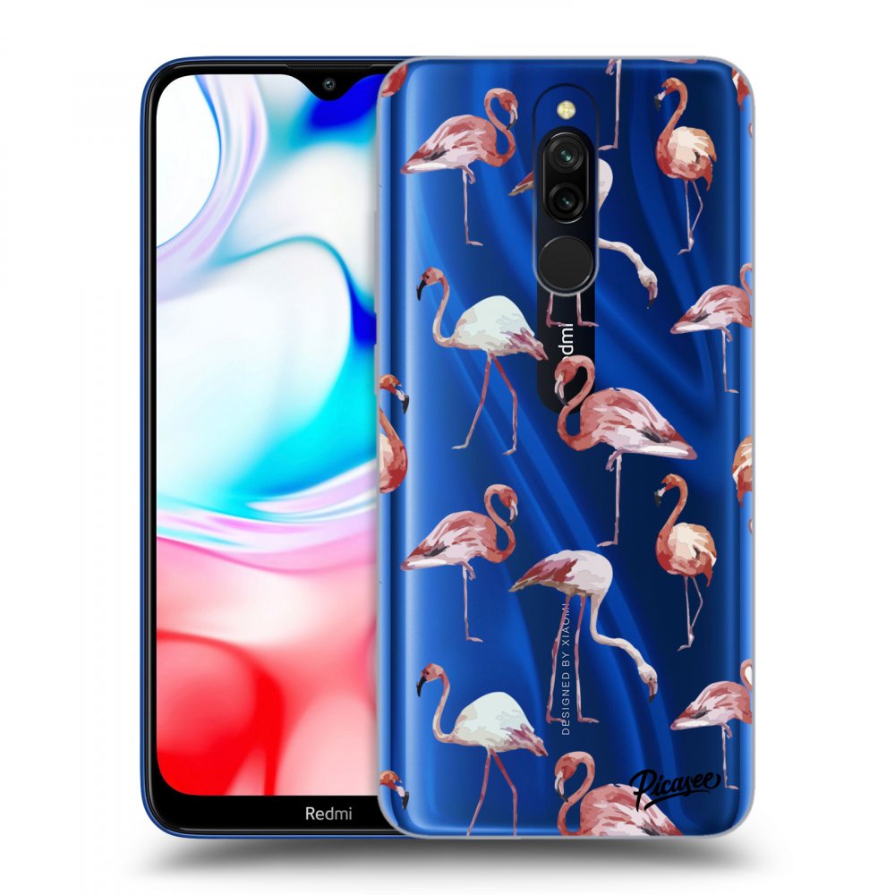 Picasee silikónový prehľadný obal pre Xiaomi Redmi 8 - Flamingos