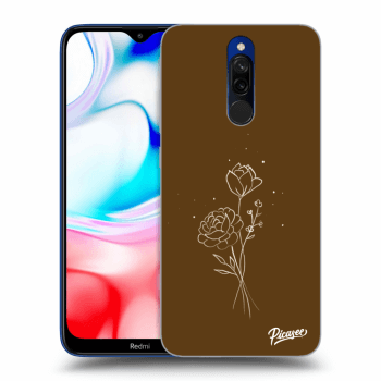 Picasee silikónový prehľadný obal pre Xiaomi Redmi 8 - Brown flowers
