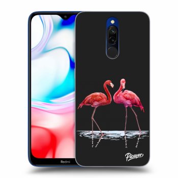 Picasee silikónový čierny obal pre Xiaomi Redmi 8 - Flamingos couple