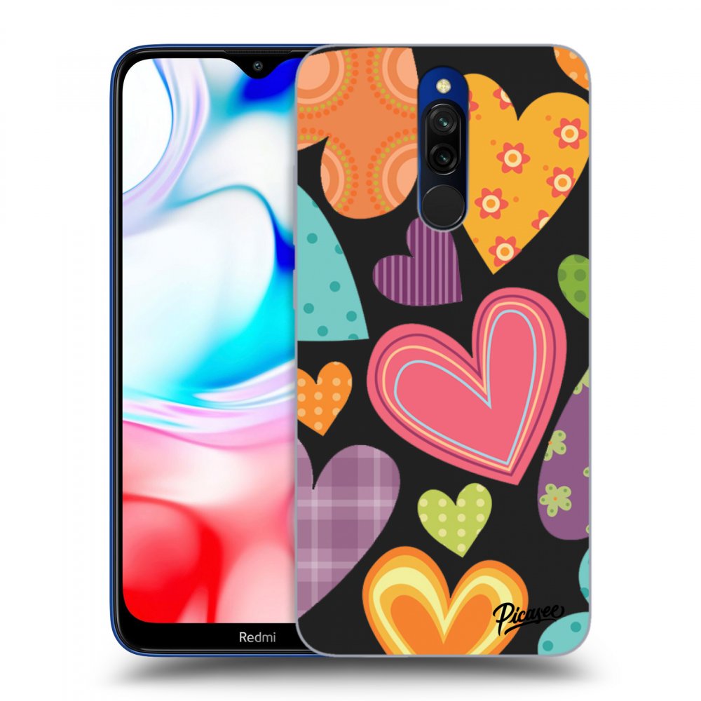 Picasee silikónový čierny obal pre Xiaomi Redmi 8 - Colored heart