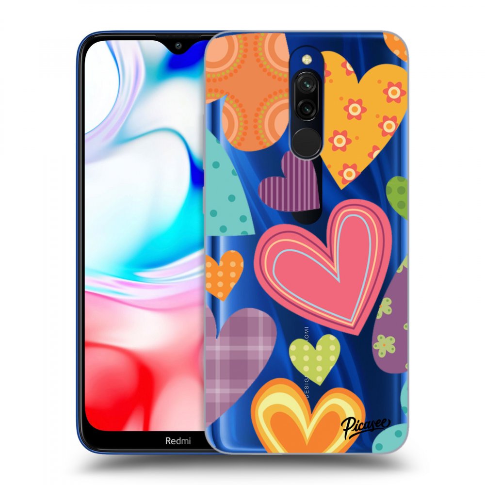 Picasee silikónový prehľadný obal pre Xiaomi Redmi 8 - Colored heart