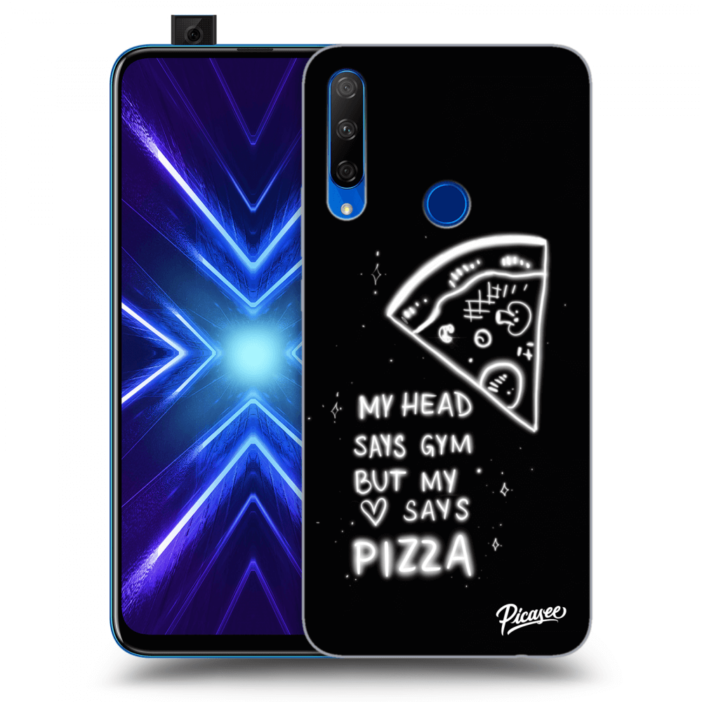 Picasee silikónový čierny obal pre Honor 9X - Pizza