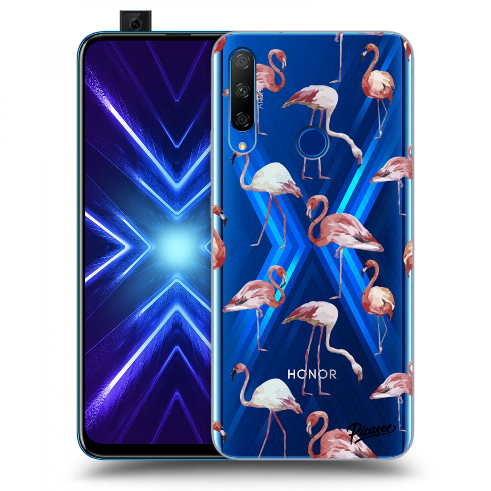 Picasee silikónový prehľadný obal pre Honor 9X - Flamingos
