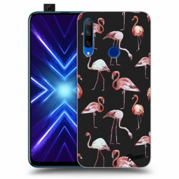 Picasee silikónový čierny obal pre Honor 9X - Flamingos