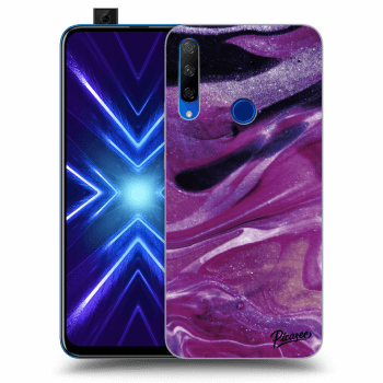 Picasee silikónový prehľadný obal pre Honor 9X - Purple glitter
