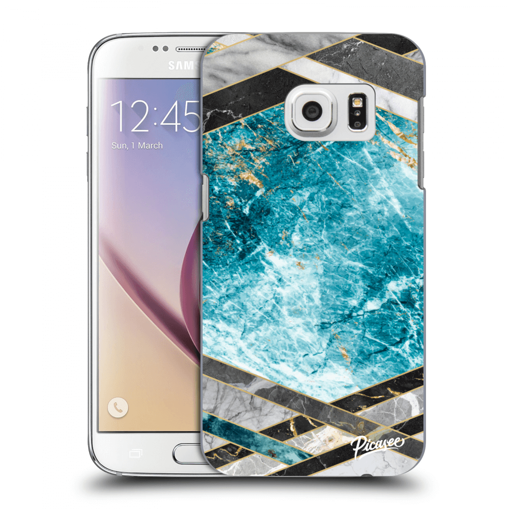 Picasee silikónový prehľadný obal pre Samsung Galaxy S7 G930F - Blue geometry