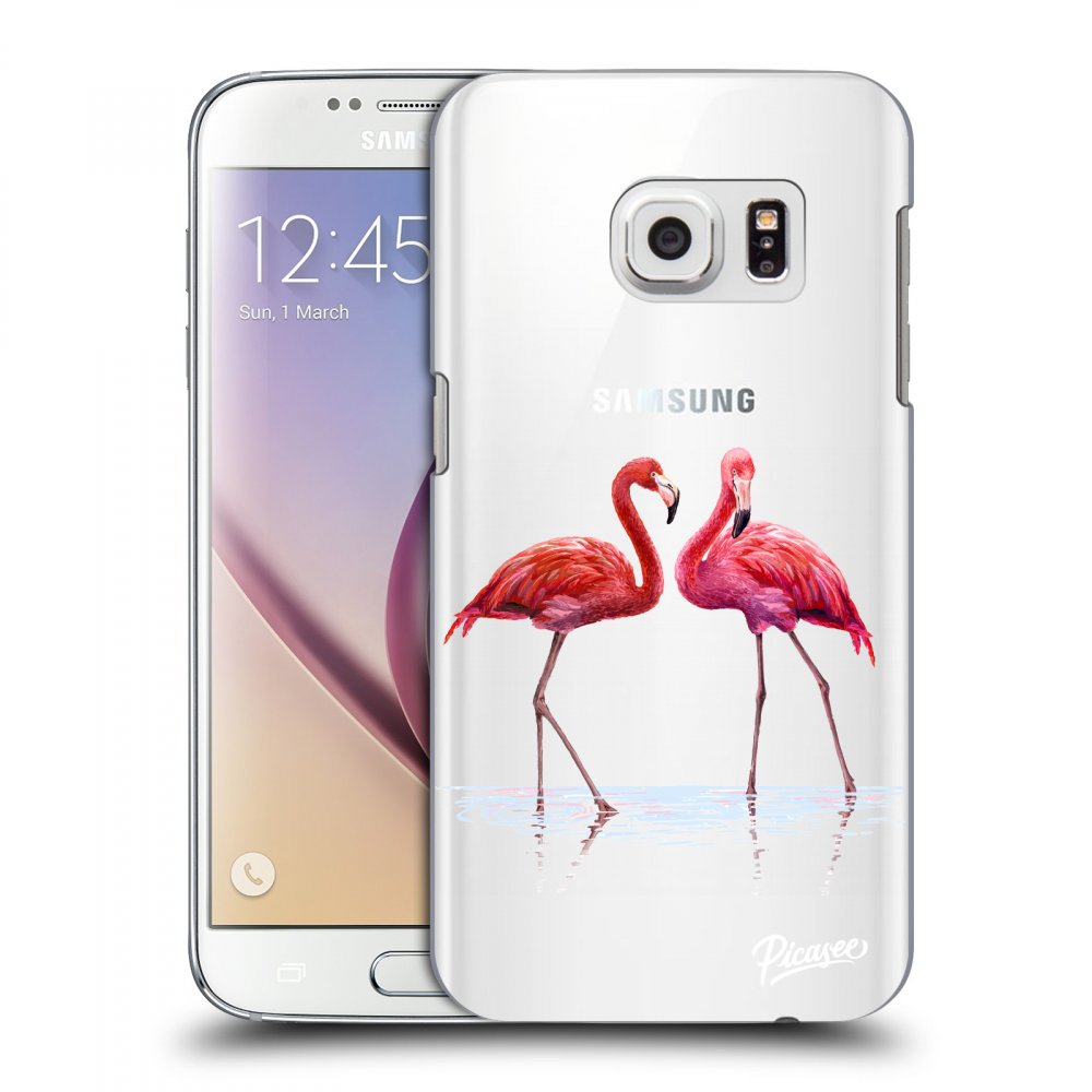 Picasee silikónový prehľadný obal pre Samsung Galaxy S7 G930F - Flamingos couple