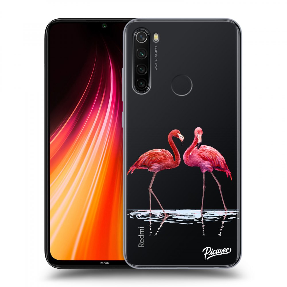Picasee silikónový prehľadný obal pre Xiaomi Redmi Note 8T - Flamingos couple