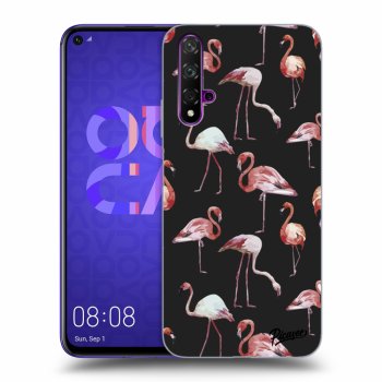 Picasee silikónový čierny obal pre Huawei Nova 5T - Flamingos