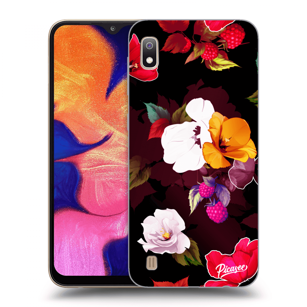 Picasee silikónový čierny obal pre Samsung Galaxy A10 A105F - Flowers and Berries