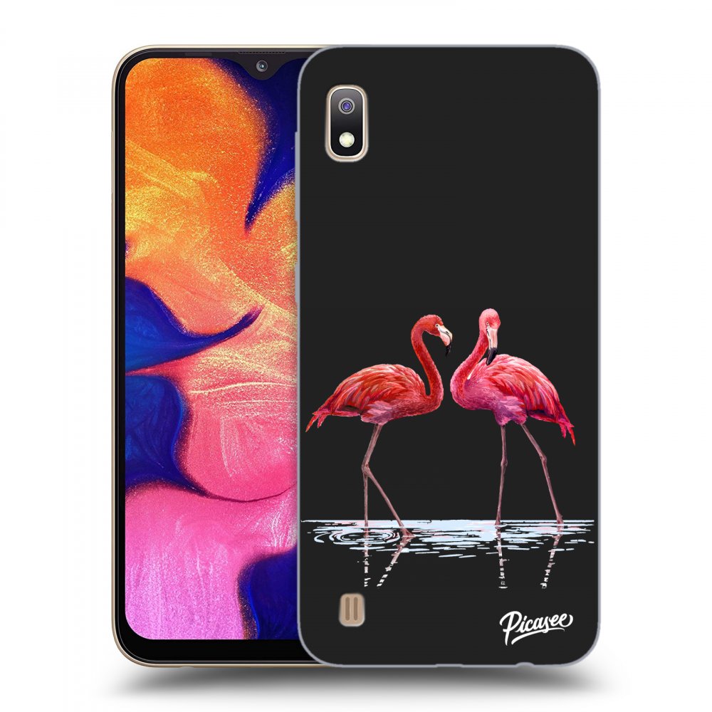 Picasee silikónový čierny obal pre Samsung Galaxy A10 A105F - Flamingos couple