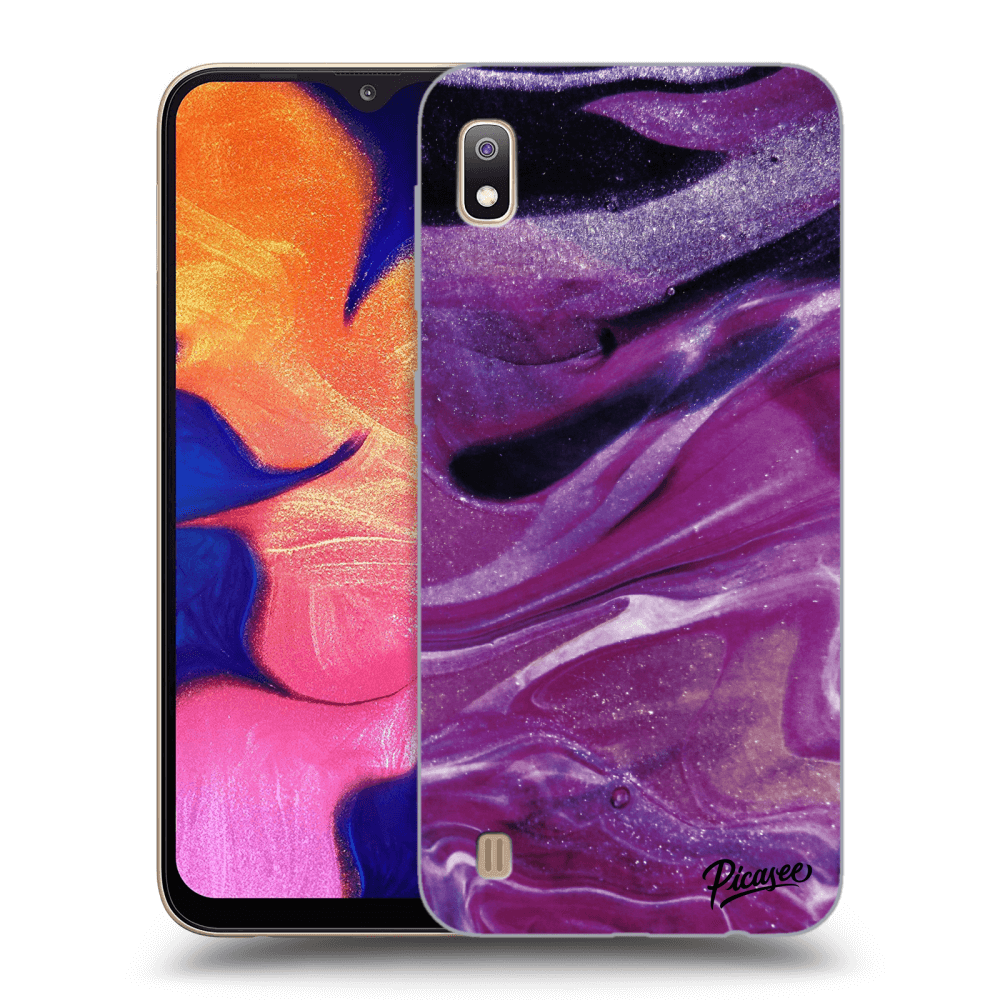 Picasee silikónový čierny obal pre Samsung Galaxy A10 A105F - Purple glitter