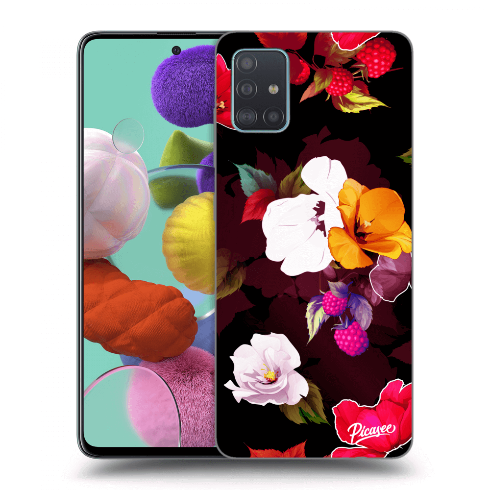 Picasee silikónový čierny obal pre Samsung Galaxy A51 A515F - Flowers and Berries