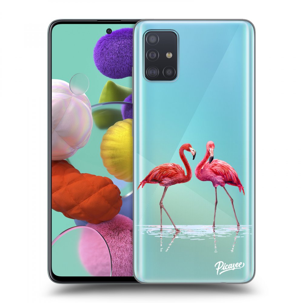 Picasee silikónový prehľadný obal pre Samsung Galaxy A51 A515F - Flamingos couple