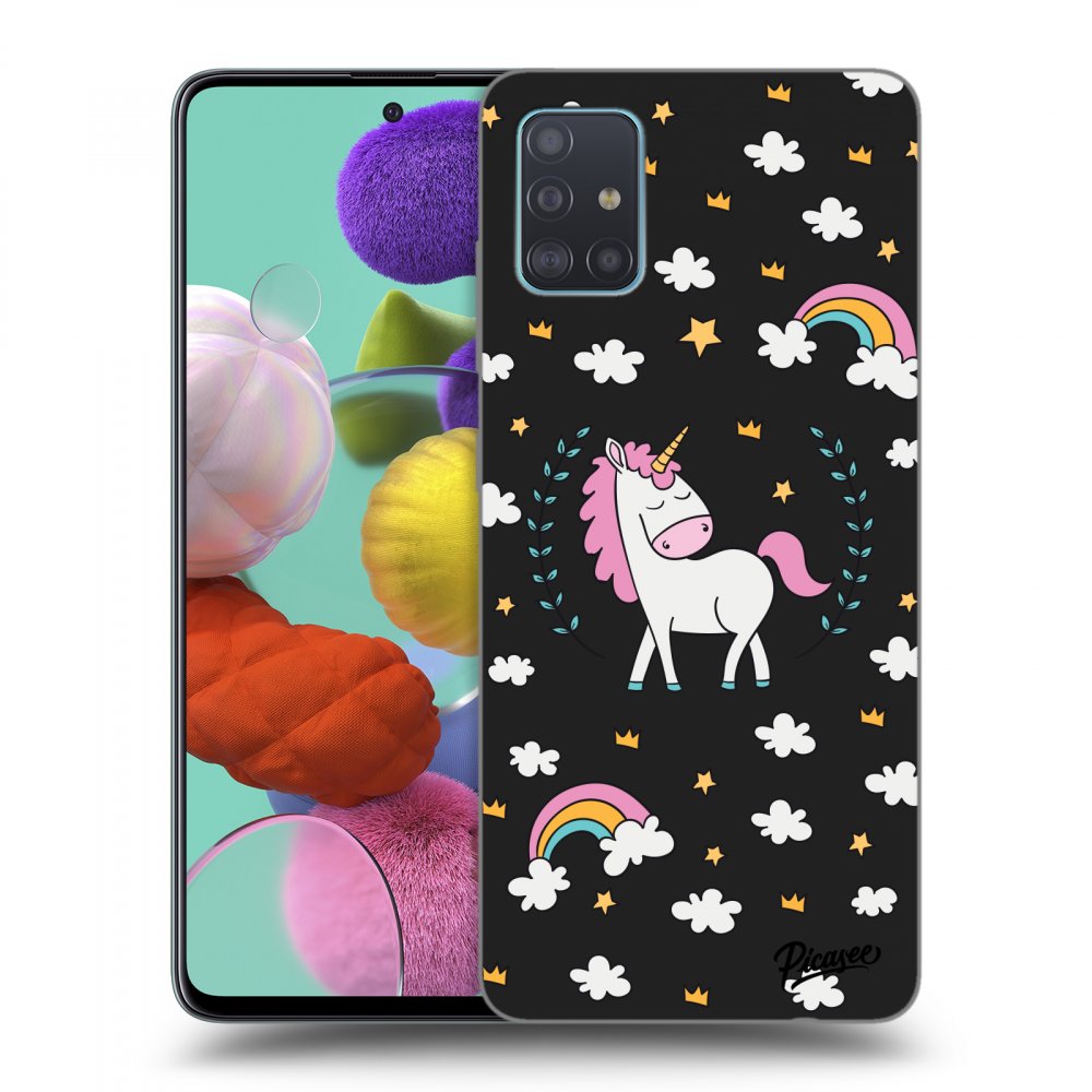 Picasee silikónový čierny obal pre Samsung Galaxy A51 A515F - Unicorn star heaven