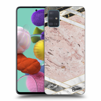 Picasee silikónový čierny obal pre Samsung Galaxy A51 A515F - Pink geometry