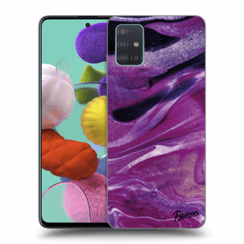 Picasee silikónový prehľadný obal pre Samsung Galaxy A51 A515F - Purple glitter