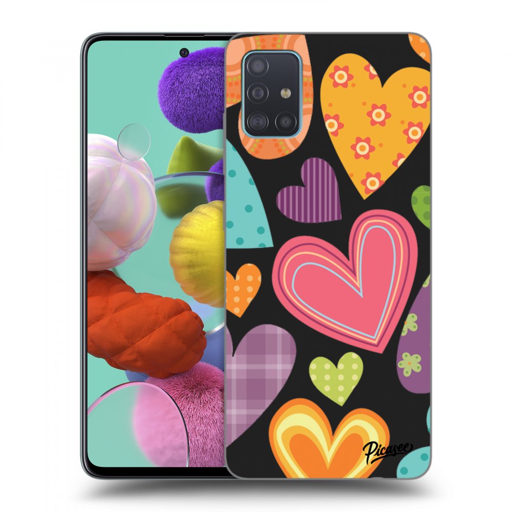 Picasee silikónový čierny obal pre Samsung Galaxy A51 A515F - Colored heart