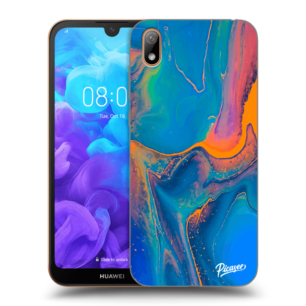 Picasee silikónový čierny obal pre Huawei Y5 2019 - Rainbow