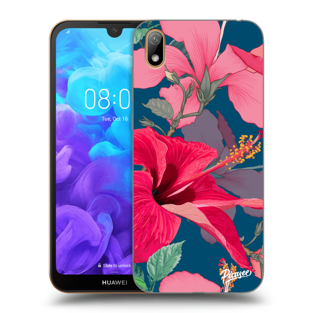 Picasee silikónový čierny obal pre Huawei Y5 2019 - Hibiscus