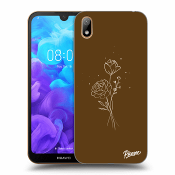 Picasee silikónový čierny obal pre Huawei Y5 2019 - Brown flowers