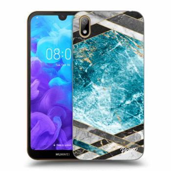 Picasee silikónový prehľadný obal pre Huawei Y5 2019 - Blue geometry