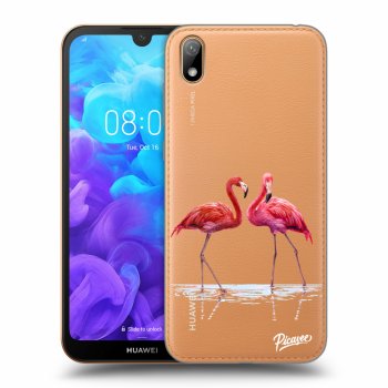 Picasee silikónový prehľadný obal pre Huawei Y5 2019 - Flamingos couple