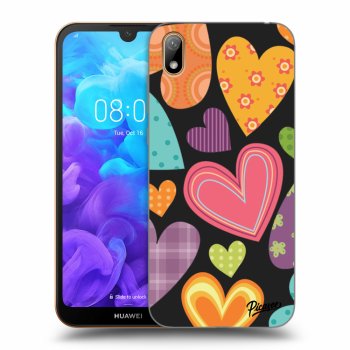 Picasee silikónový čierny obal pre Huawei Y5 2019 - Colored heart