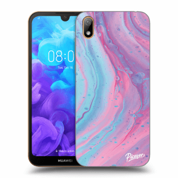 Picasee silikónový čierny obal pre Huawei Y5 2019 - Pink liquid