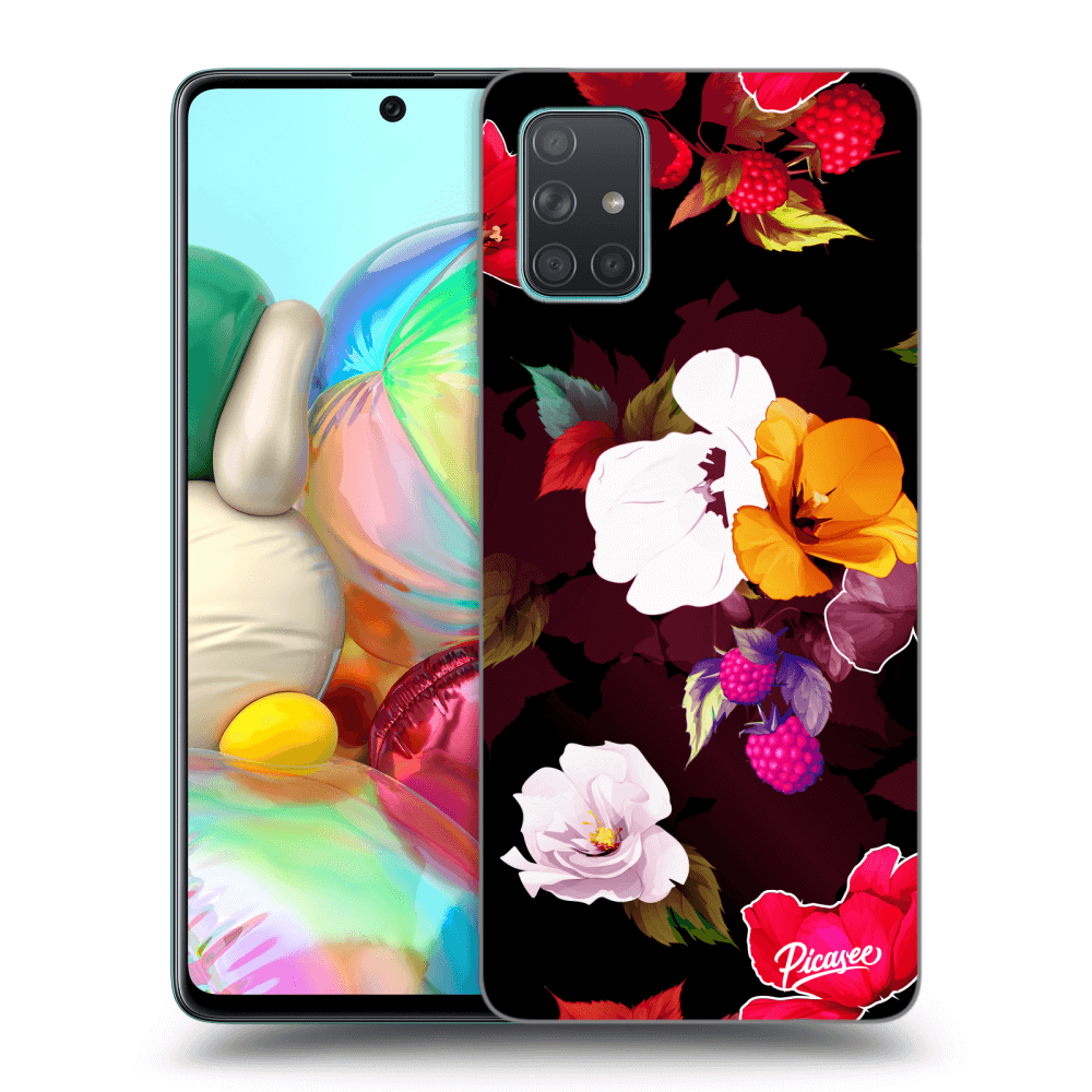 Picasee silikónový čierny obal pre Samsung Galaxy A71 A715F - Flowers and Berries