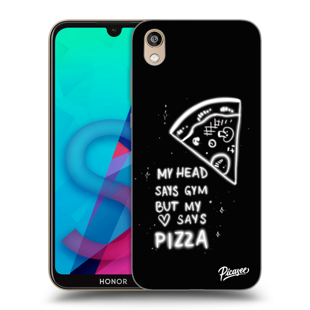Picasee silikónový čierny obal pre Honor 8S - Pizza
