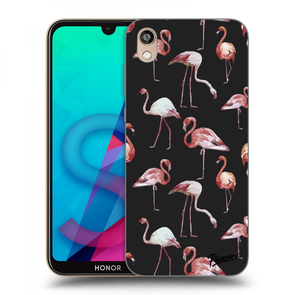 Picasee silikónový čierny obal pre Honor 8S - Flamingos