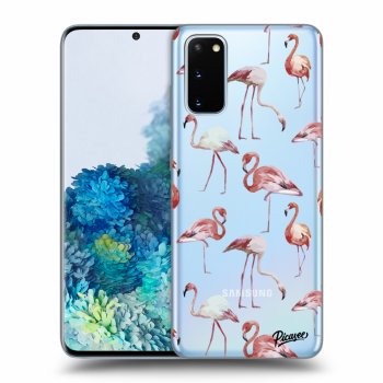 Picasee silikónový prehľadný obal pre Samsung Galaxy S20 G980F - Flamingos