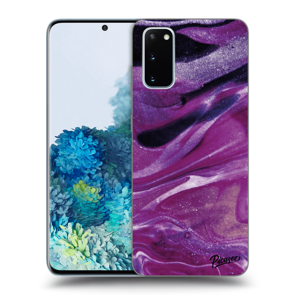 Picasee silikónový prehľadný obal pre Samsung Galaxy S20 G980F - Purple glitter