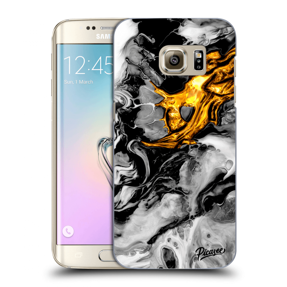 Picasee silikónový prehľadný obal pre Samsung Galaxy S7 Edge G935F - Black Gold 2