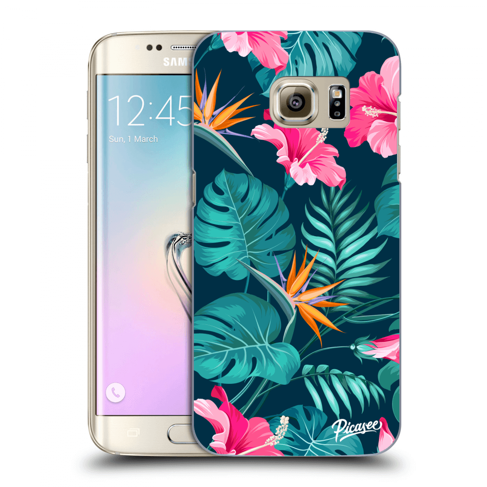 Picasee silikónový prehľadný obal pre Samsung Galaxy S7 Edge G935F - Pink Monstera
