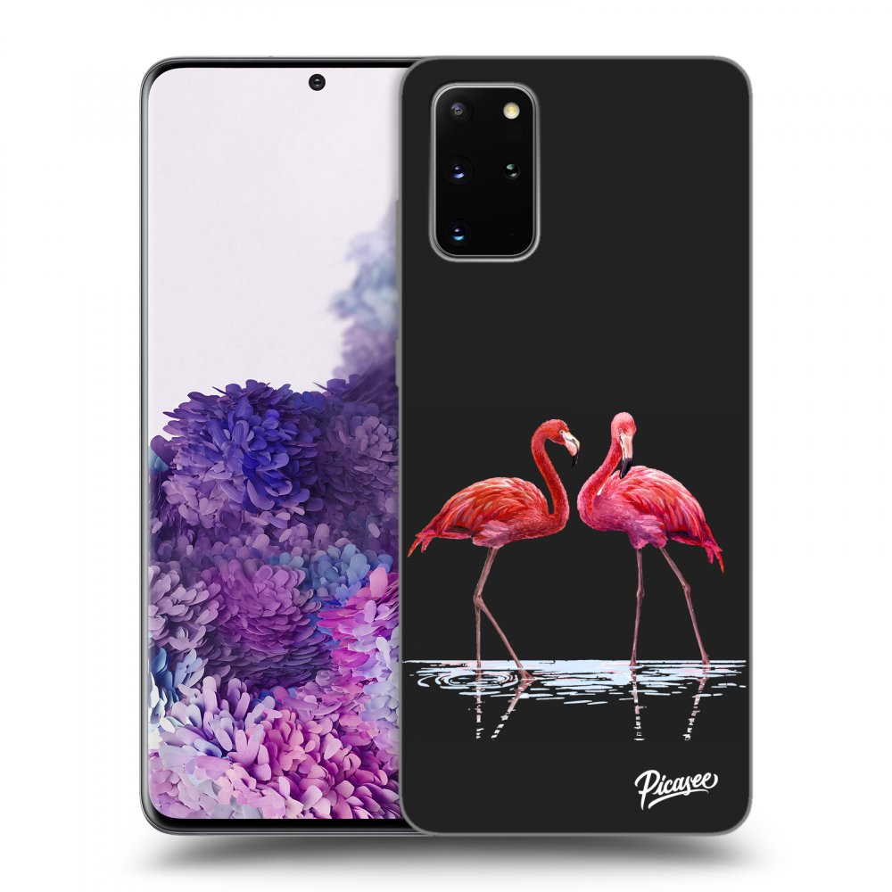 Picasee silikónový čierny obal pre Samsung Galaxy S20+ G985F - Flamingos couple