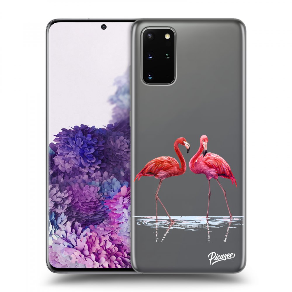 Picasee silikónový prehľadný obal pre Samsung Galaxy S20+ G985F - Flamingos couple