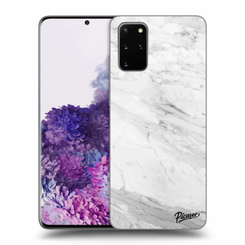 Picasee silikónový čierny obal pre Samsung Galaxy S20+ G985F - White marble