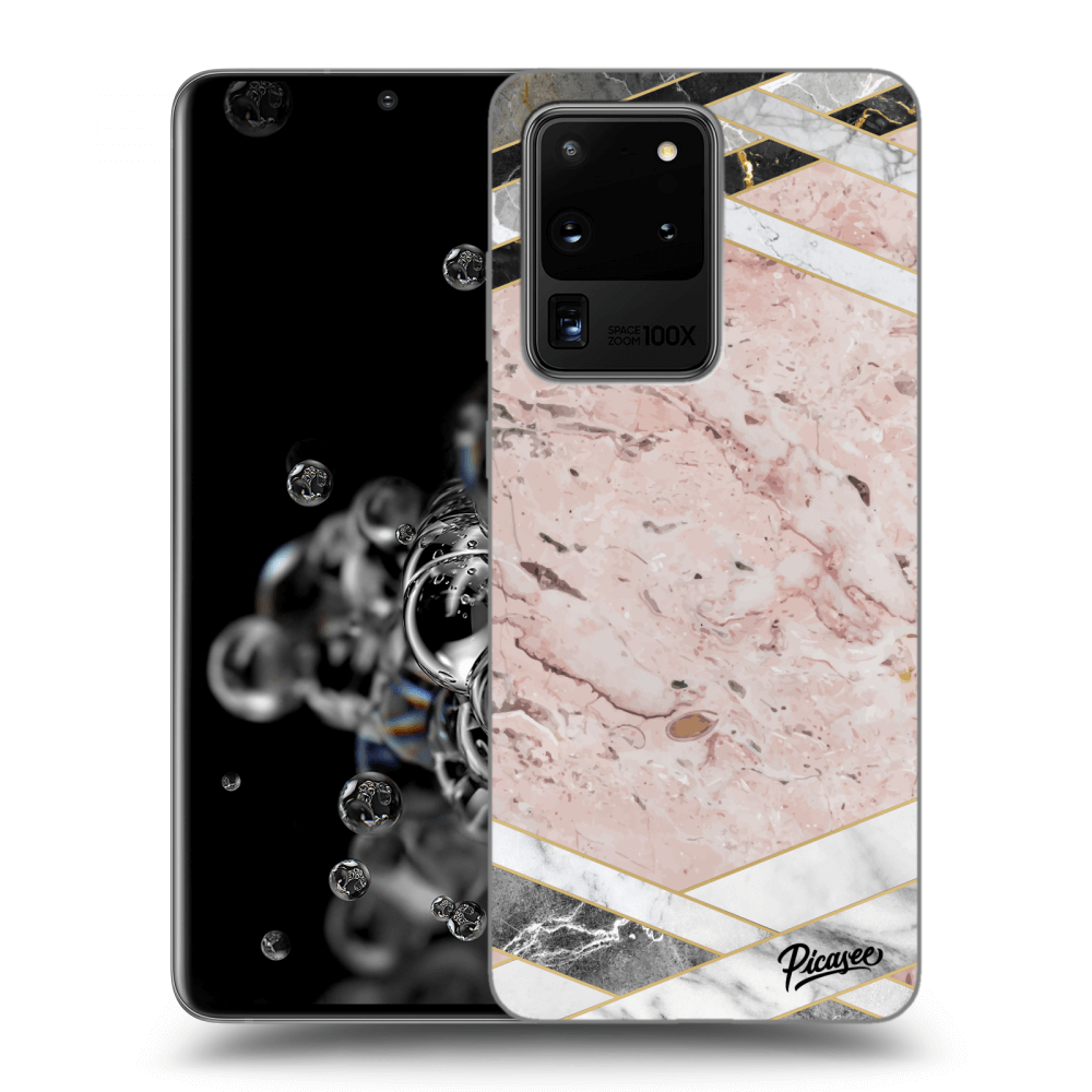 Picasee silikónový prehľadný obal pre Samsung Galaxy S20 Ultra 5G G988F - Pink geometry