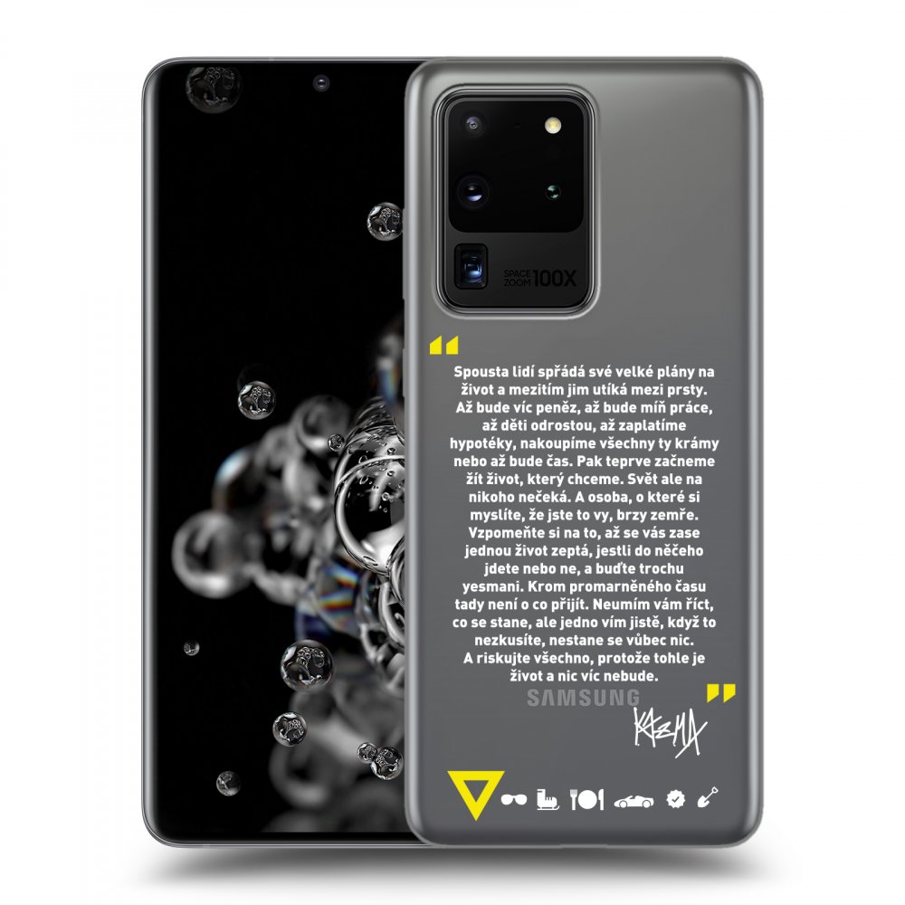 Picasee silikónový prehľadný obal pre Samsung Galaxy S20 Ultra 5G G988F - Kazma - BUĎTE TROCHU YESMANI
