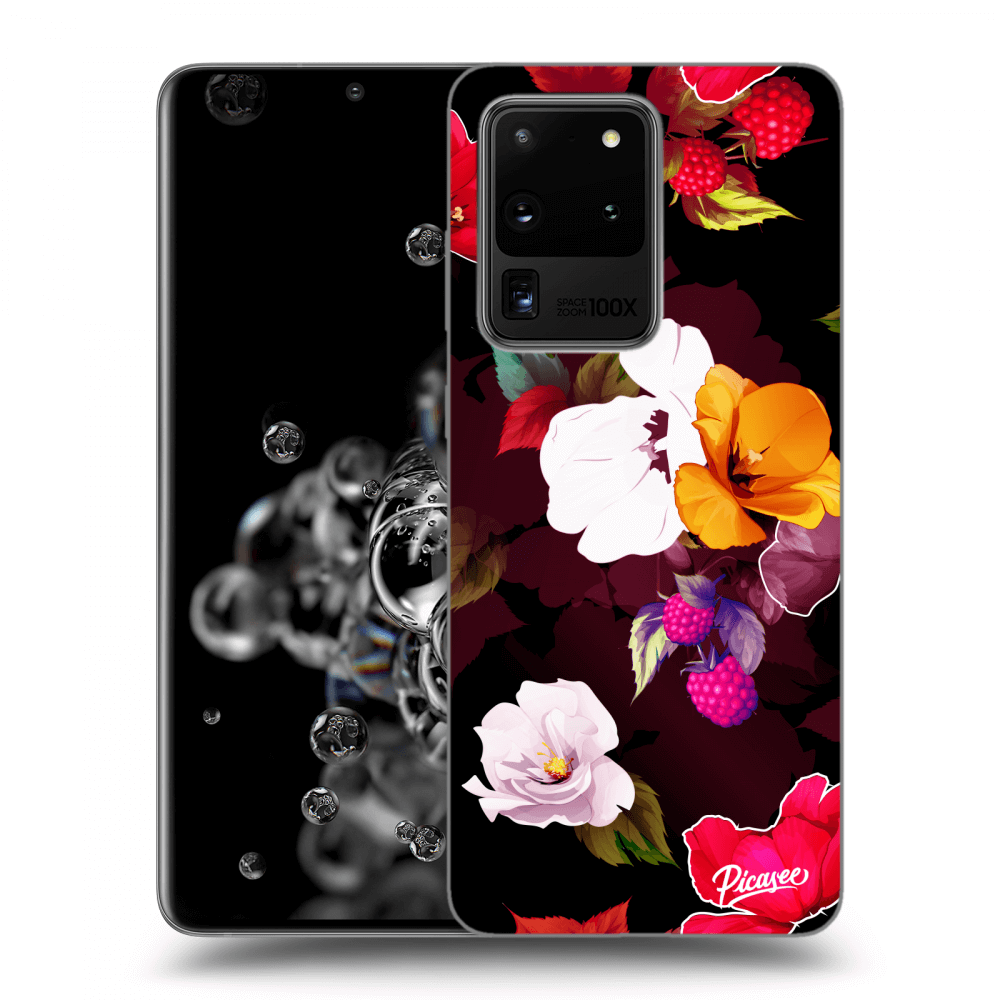 Picasee silikónový čierny obal pre Samsung Galaxy S20 Ultra 5G G988F - Flowers and Berries