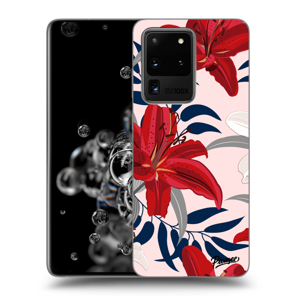 Picasee silikónový prehľadný obal pre Samsung Galaxy S20 Ultra 5G G988F - Red Lily