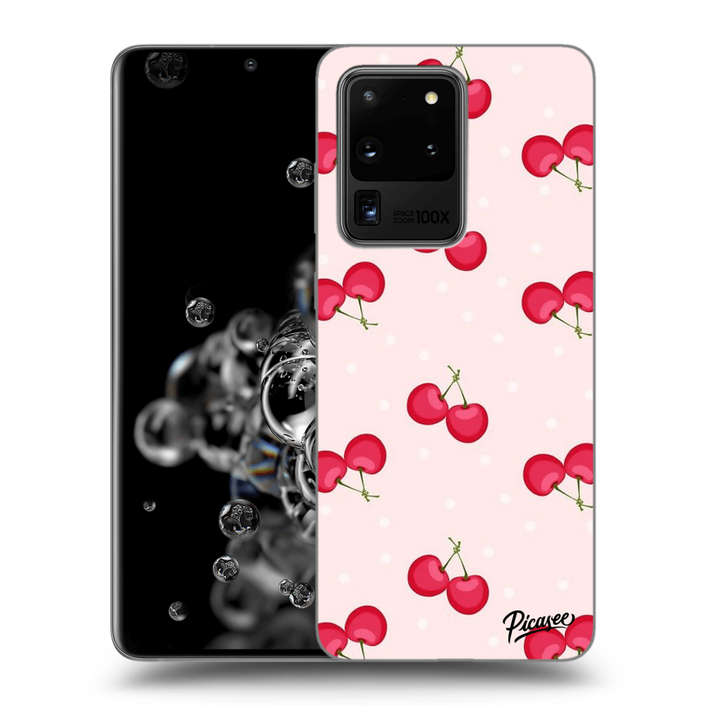 Picasee silikónový prehľadný obal pre Samsung Galaxy S20 Ultra 5G G988F - Cherries