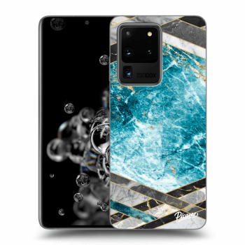 Picasee silikónový prehľadný obal pre Samsung Galaxy S20 Ultra 5G G988F - Blue geometry