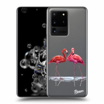 Picasee silikónový prehľadný obal pre Samsung Galaxy S20 Ultra 5G G988F - Flamingos couple