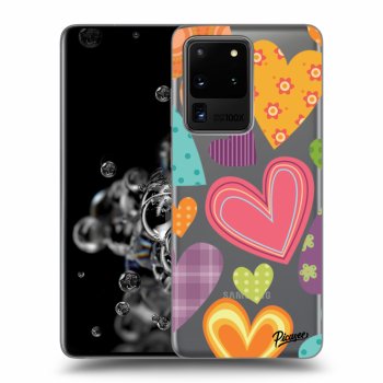 Picasee silikónový prehľadný obal pre Samsung Galaxy S20 Ultra 5G G988F - Colored heart